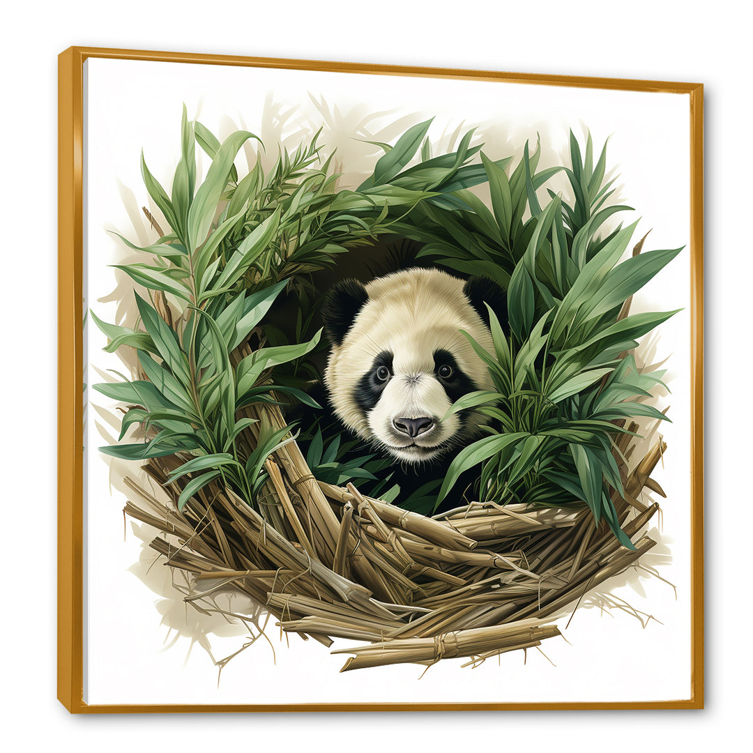 Green Bamboo Dwelling Panda - Panda Canvas Wall Art