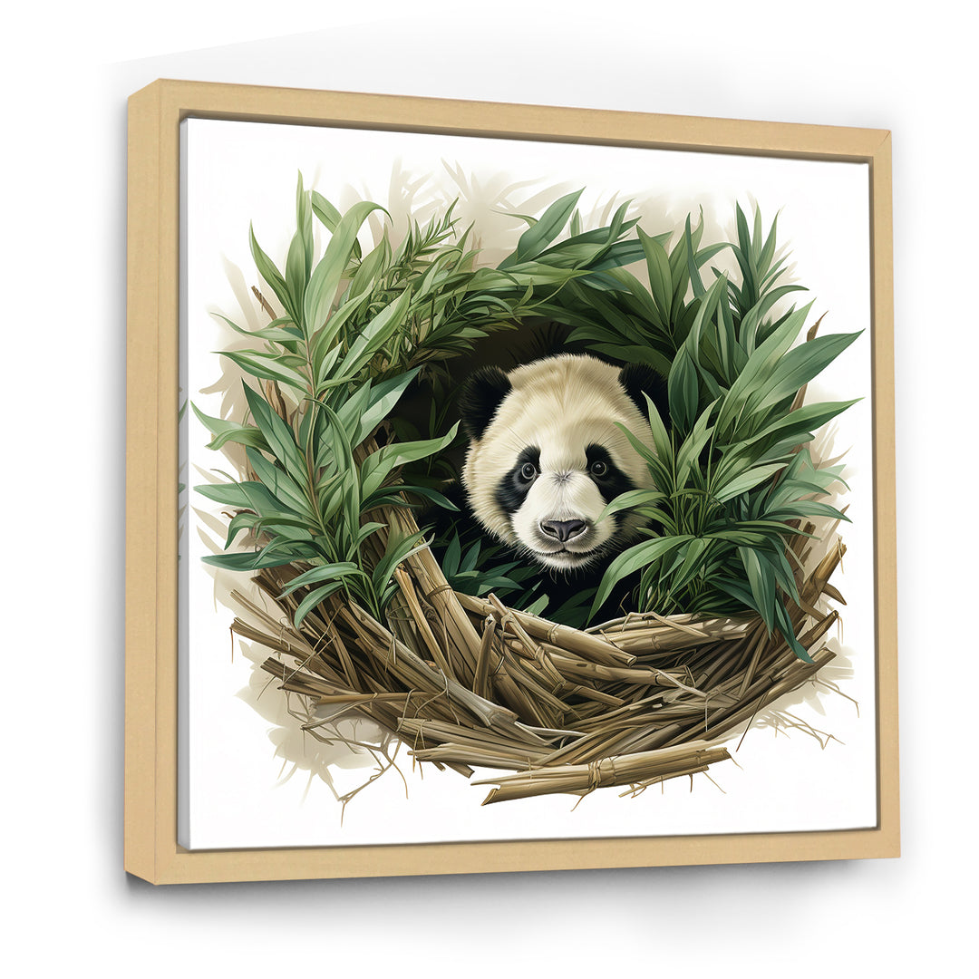 Green Bamboo Dwelling Panda - Panda Canvas Wall Art