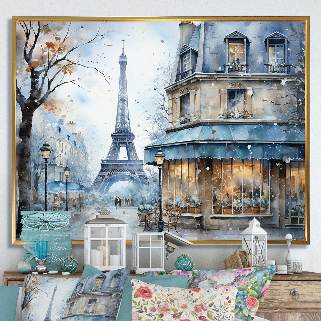 Grey Urban Parisian street IV - Cityscapes Canvas Wall Art