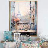 Paris winter Window View II - Cityscapes Canvas Wall Art