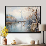 Winter Paris eiffel tower city charm I - Cityscapes Canvas Wall Art