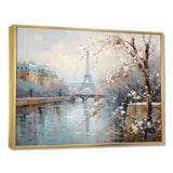 Winter Paris eiffel tower city charm I - Cityscapes Canvas Wall Art