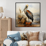 Retro Pelican by the shore - Pelican Home Decor Art