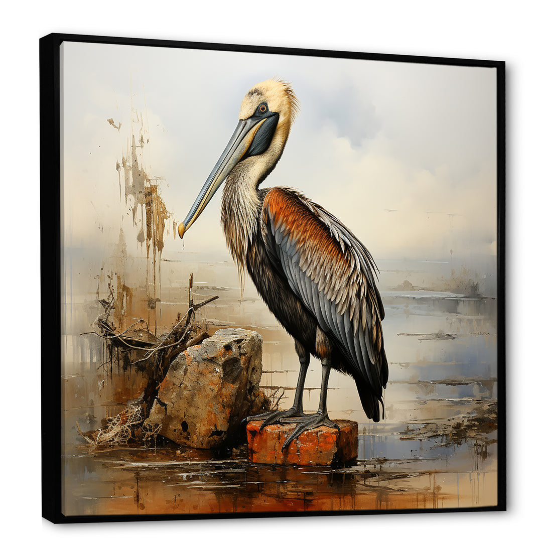 Retro Pelican by the shore - Pelican Home Decor Art