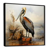 Retro Pelican by the shore - Pelican Home Decor Art