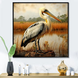 Black Pelican by the shore - Pelican Bedroom Wall Art