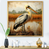 Black Pelican by the shore - Pelican Bedroom Wall Art