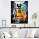 Gold and blue Fragrant bottles of art deco perfumes 1 - Fashion Canvas Wall Art