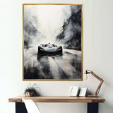 Grey minimalist race car tracks  I - Architecture Canvas Wall Art