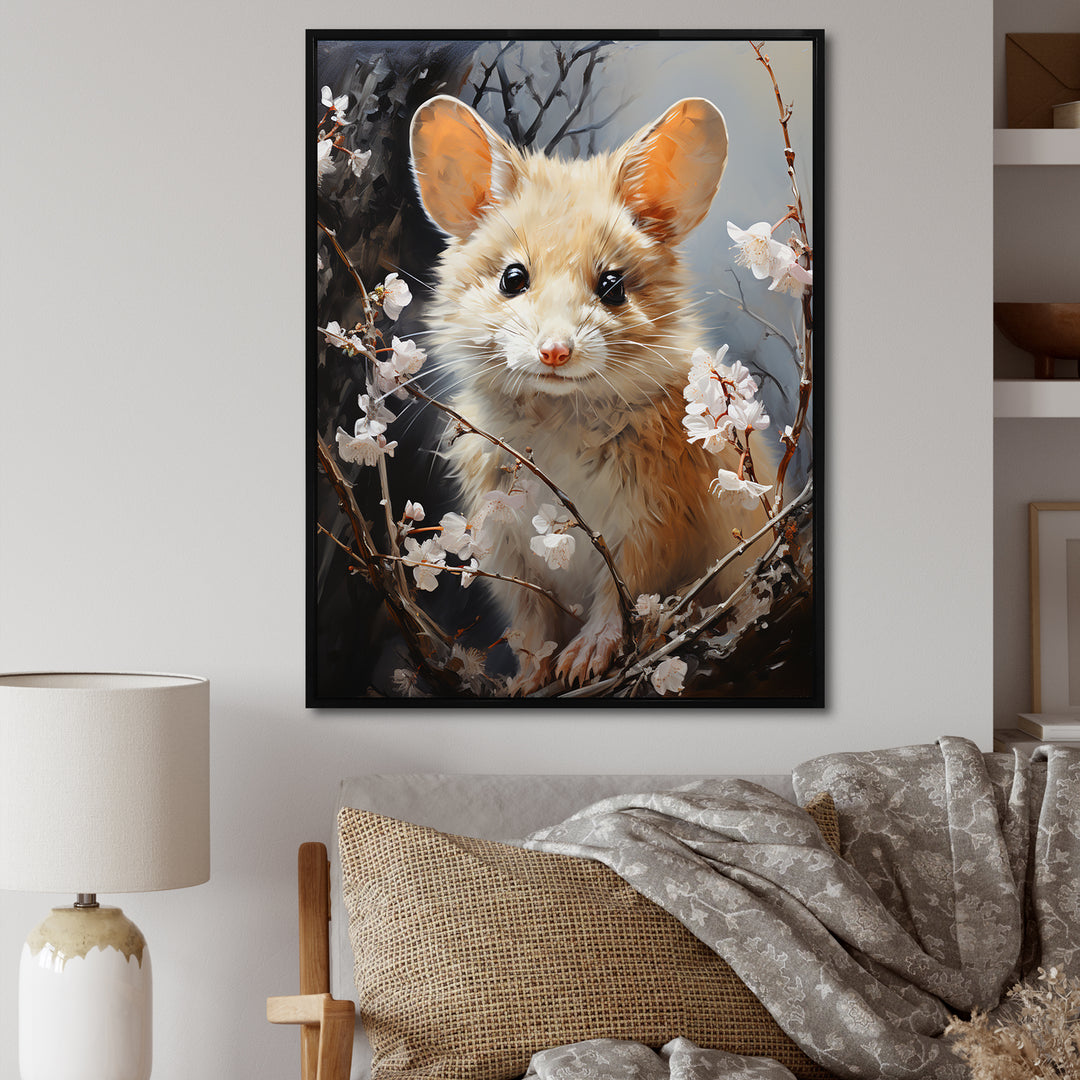 Curious Meadow Mouse rodent - White Rodent Wall Art
