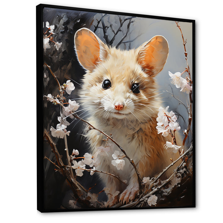 Curious Meadow Mouse rodent - White Rodent Wall Art