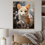 Curious Meadow Mouse rodent - White Rodent Wall Art