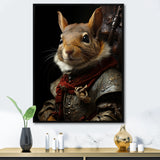 Medieval Squirrel Portrait in Armor - Rodent Framed Canvas Art