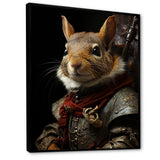 Medieval Squirrel Portrait in Armor - Rodent Framed Canvas Art