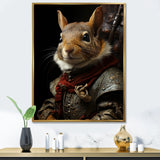 Medieval Squirrel Portrait in Armor - Rodent Framed Canvas Art
