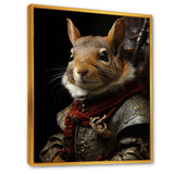 Medieval Squirrel Portrait in Armor - Rodent Framed Canvas Art