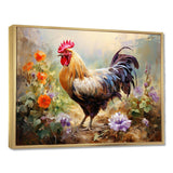 Red Melody Rooster s flower gardens - Animals Canvas Wall Art