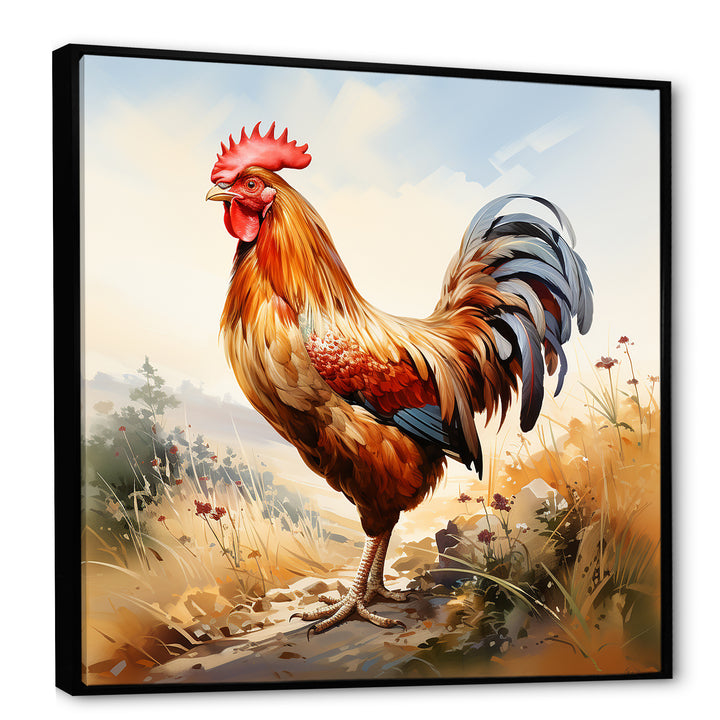 Red Roosters Farm and meadows - Rooster Wall Decor