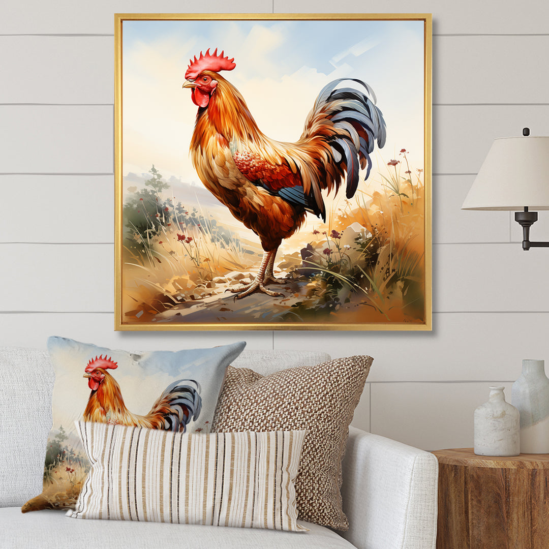 Red Roosters Farm and meadows - Rooster Wall Decor