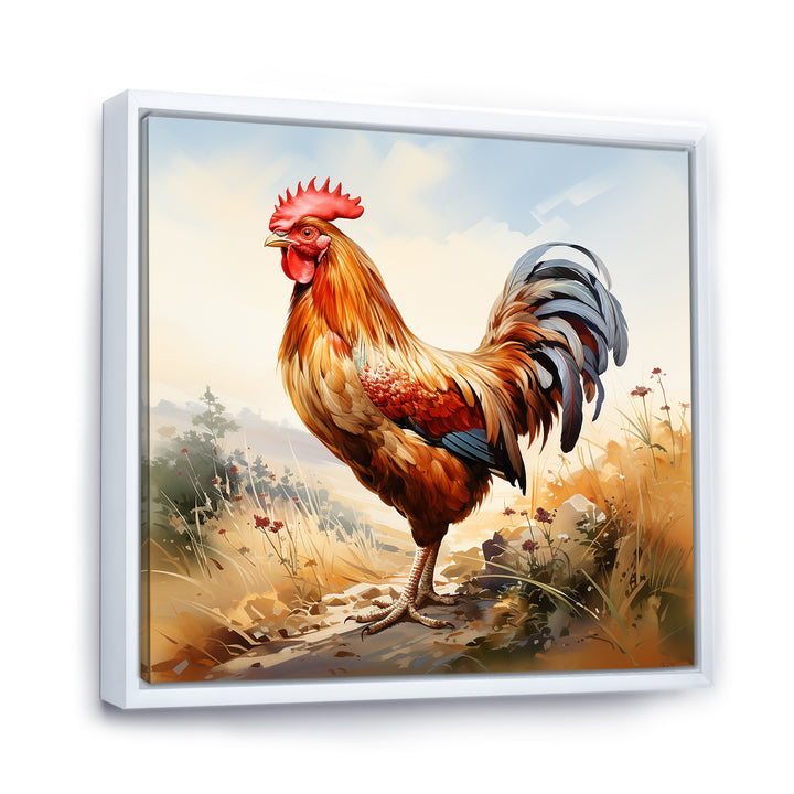 Red Roosters Farm and meadows - Rooster Wall Decor