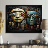 Blue and bleige Robot Revolution  - Fashion Canvas Wall Art