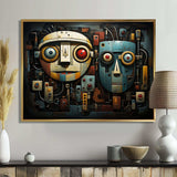 Blue and bleige Robot Revolution  - Fashion Canvas Wall Art