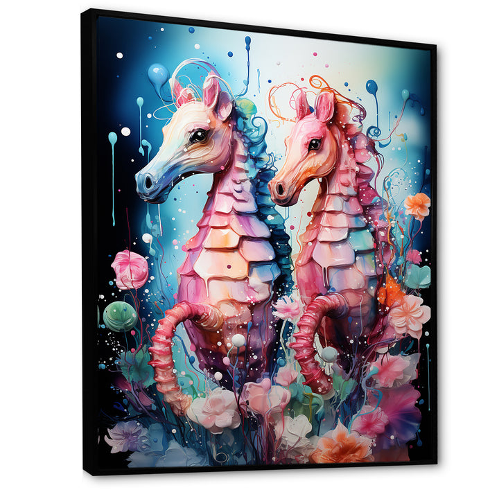 Blue and pink Seahorse Ballet - Seahorse Wall Decor