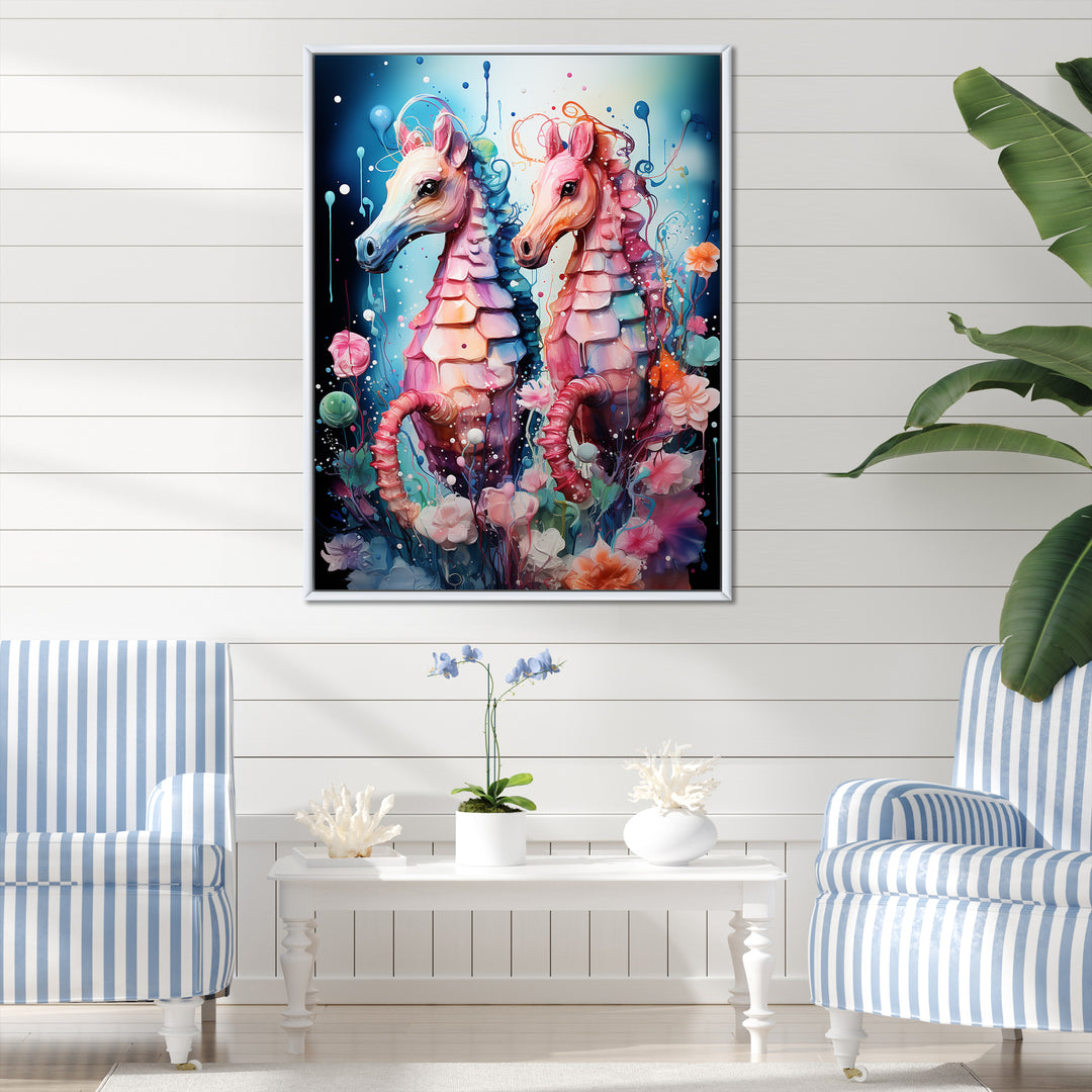 Blue and pink Seahorse Ballet - Seahorse Wall Decor
