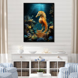 Blue and yellow Seahorse Ballet - Seahorse Wall Art Prints