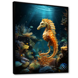 Blue and yellow Seahorse Ballet - Seahorse Wall Art Prints