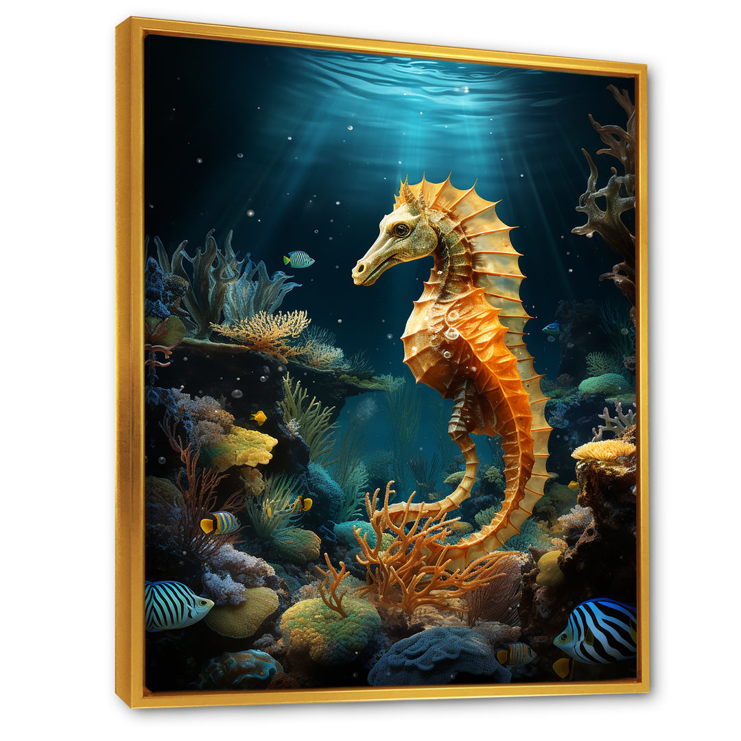 Blue and yellow Seahorse Ballet - Seahorse Wall Art Prints