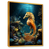 Blue and yellow Seahorse Ballet - Seahorse Wall Art Prints