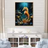 Blue and yellow Seahorse Ballet - Seahorse Wall Art Prints