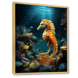 Blue and yellow Seahorse Ballet - Seahorse Wall Art Prints