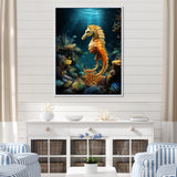 Blue and yellow Seahorse Ballet - Seahorse Wall Art Prints