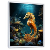Blue and yellow Seahorse Ballet - Seahorse Wall Art Prints