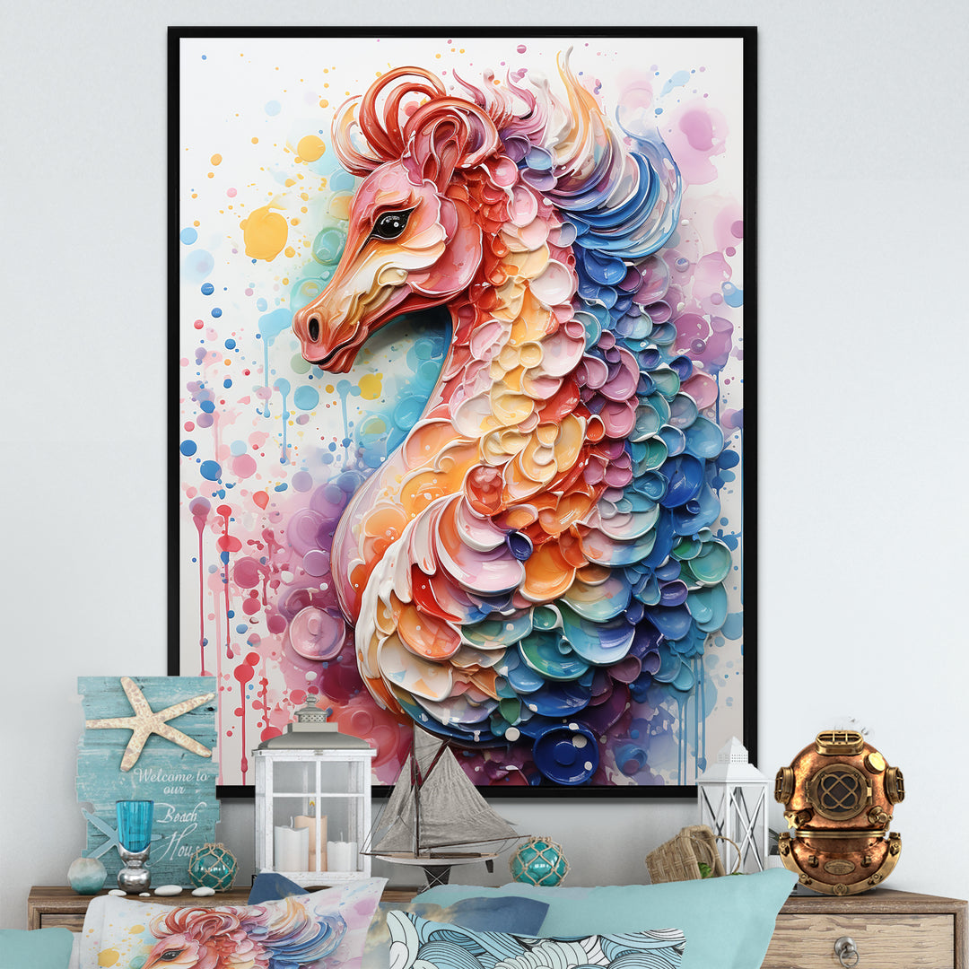 Pink Seahorse Oceanic Elegance - Seahorse Wall Art Prints