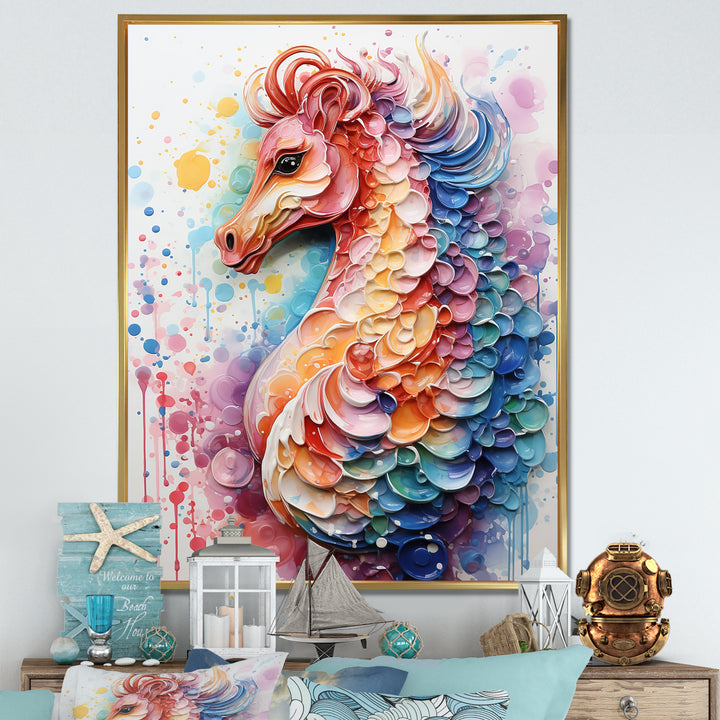 Pink Seahorse Oceanic Elegance - Seahorse Wall Art Prints