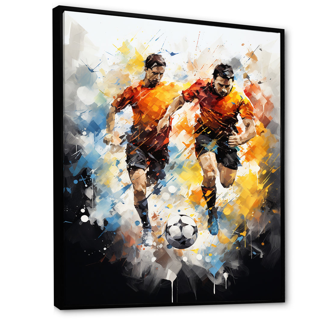 Abstract Soccer Players During Game I - Soccer Canvas Wall Art