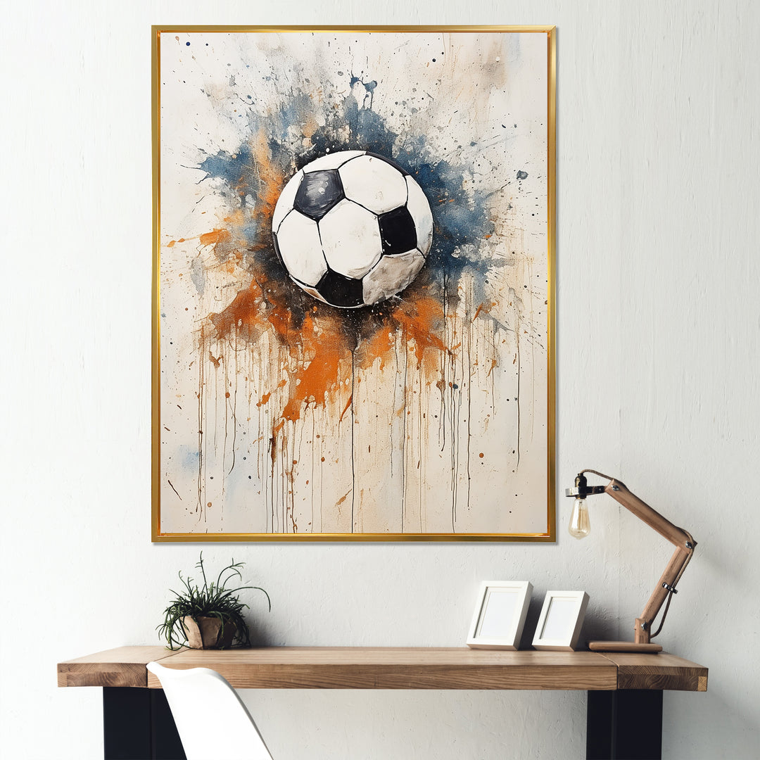 World Cup Beige Soccer Ball - Soccer Canvas Wall Art