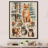 Winter Animal fox with friends - Fox Home Decor Art