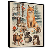 Winter Animal fox with friends - Fox Home Decor Art