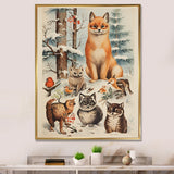 Winter Animal fox with friends - Fox Home Decor Art