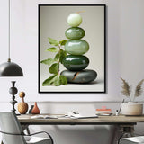 Green Zen spiritual stone 3 - Spiritual Canvas Wall Art