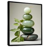 Green Zen spiritual stone 3 - Spiritual Canvas Wall Art