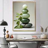 Green Zen spiritual stone 3 - Spiritual Canvas Wall Art