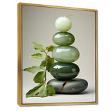 Green Zen spiritual stone 3 - Spiritual Canvas Wall Art