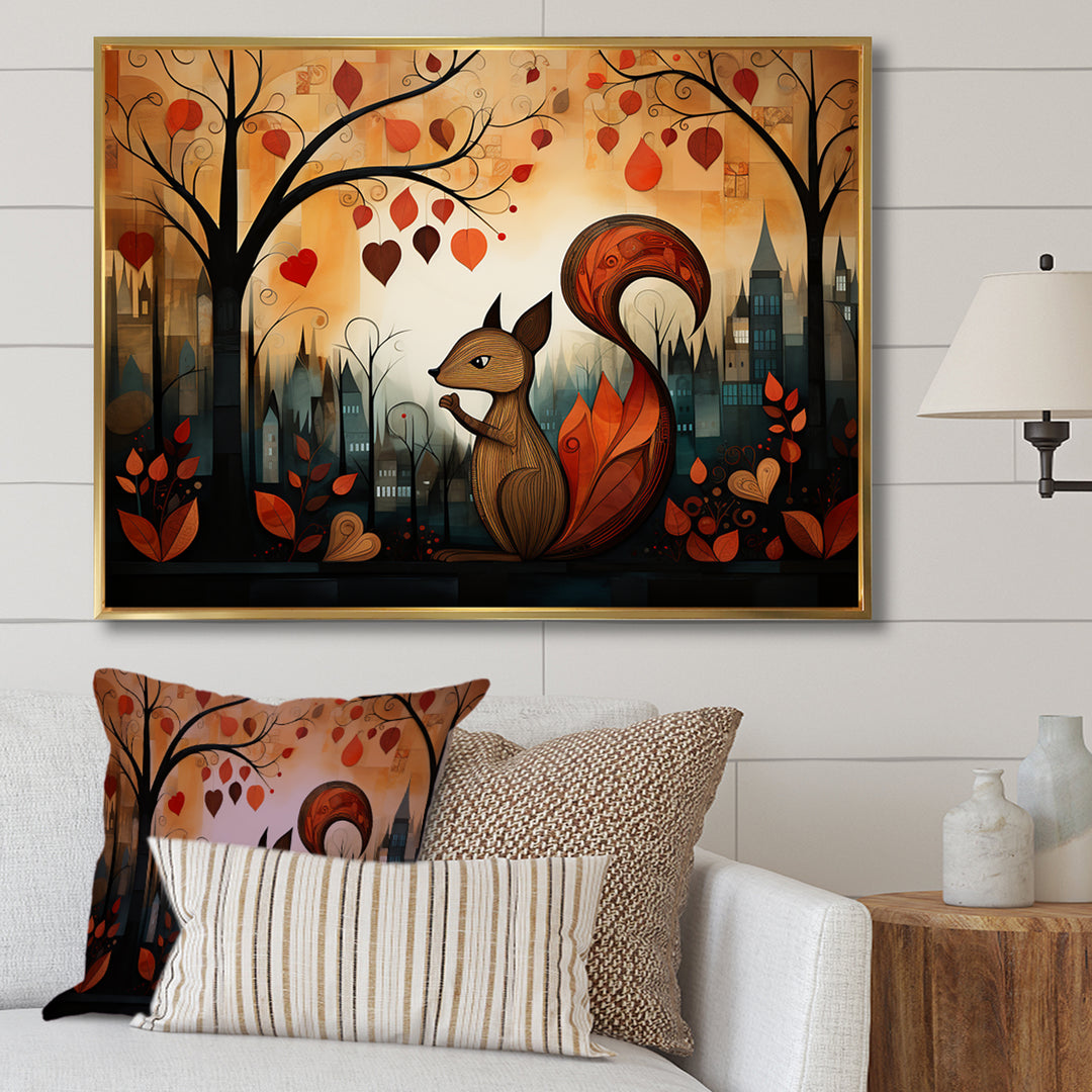 Squirrel landscape for nursery - Squirrel Living Room Wall Art