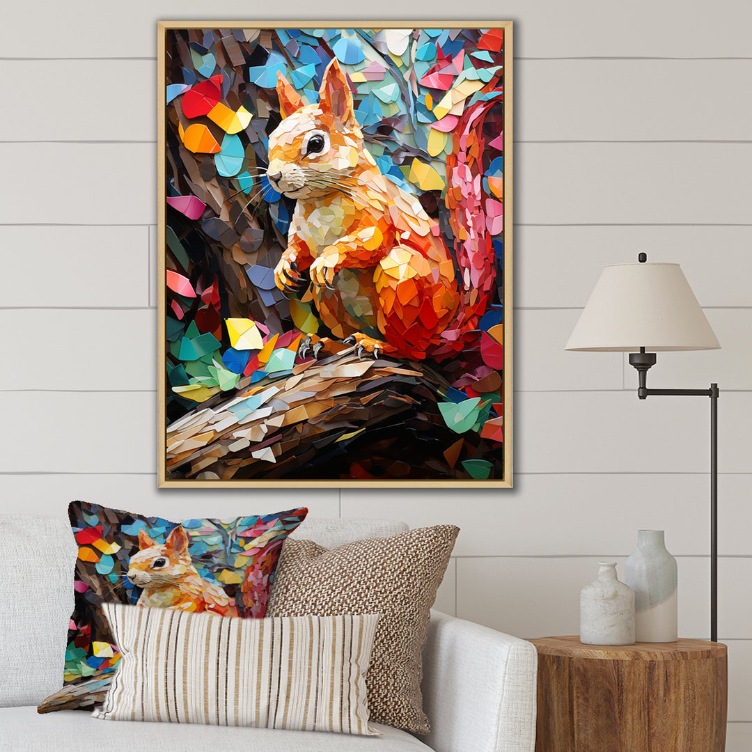 Colorful squirrel collage Delight - Squirrel Bedroom Wall Art