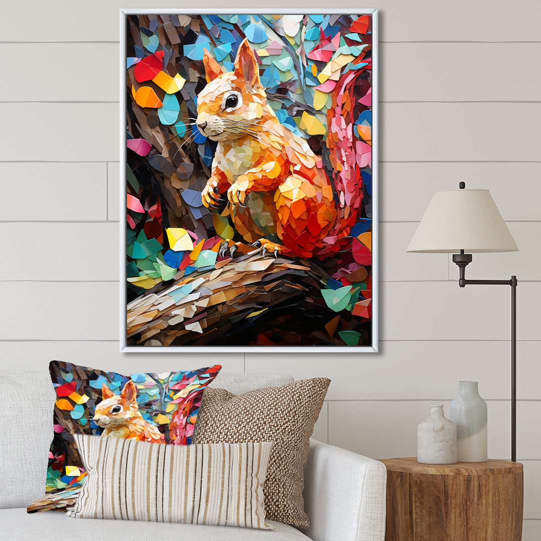 Colorful squirrel collage Delight - Squirrel Bedroom Wall Art